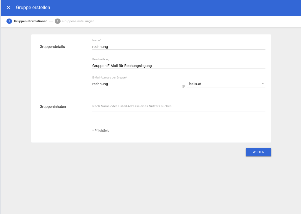 G Suite E Mail Gruppe erstellen holix.at