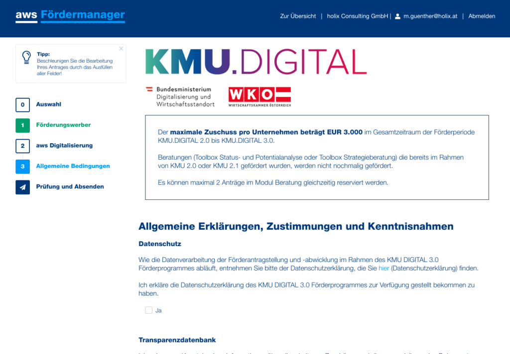 KMU.DIGITAL Foerderung beantragen 7 holix.at