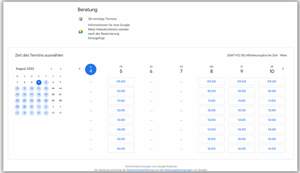 Google Calendar: Wie Sie Termine schnell und einfach online buchen